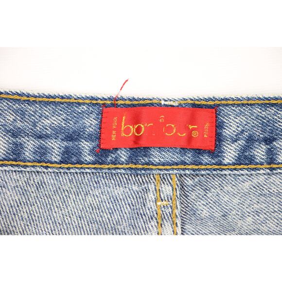 80s Vintage Bonjour Acid Wash Rocker Rock Grunge High Waisted Mom Denim Jeans 29 - Picture 4 of 5